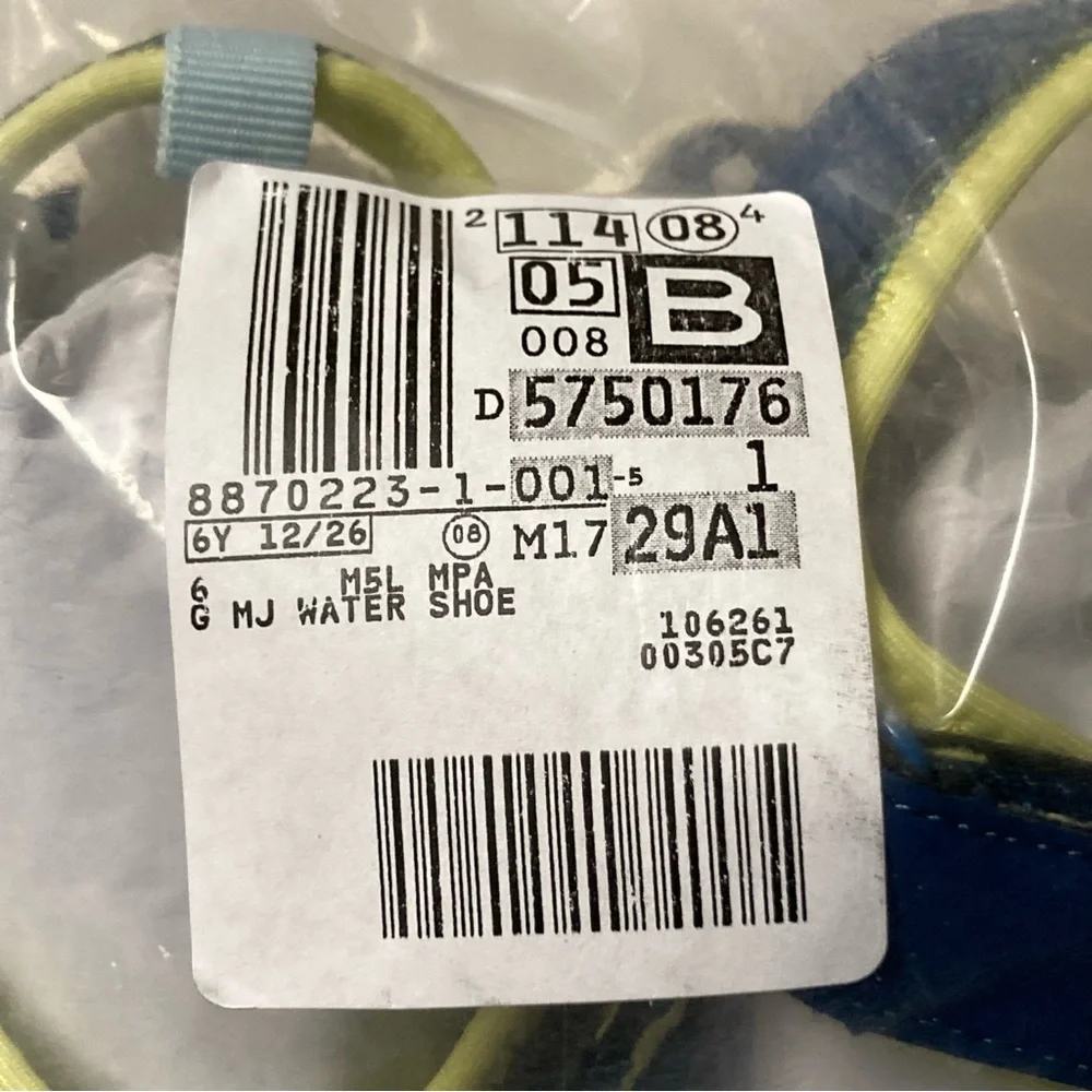 NWT Lands End Girls Mary Jane Water Shoes Size: 6 BALTIC TEAL MULTI PALM